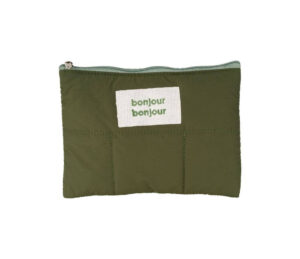 pochette plate a5 matelassée bonjour kaki (1) (1)