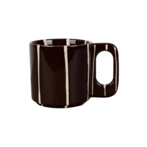 tasse anse brun et écru rayée en grès rayures écru (1) (1)