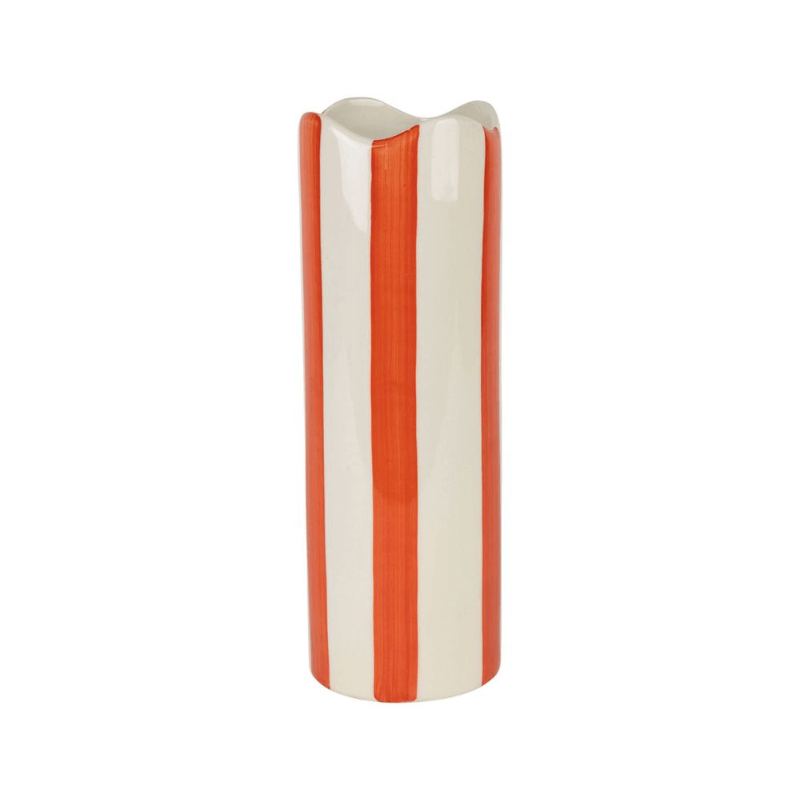 vase cylindre rayures colorées grès corail orange (1)