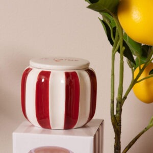 168315 Bougie décorative rayée rouge - Je t'aime (2) (1)