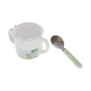 168779 Coffret gouter tasse d'apprentissage + cuillère mélaminé - Prairie (1) (1)