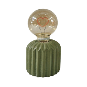 petite lampe led coeur socle ciment vert kaki clair