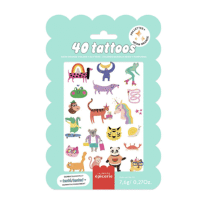 pochette de tatouages éphémères fantaisie cute animals animaux mignons