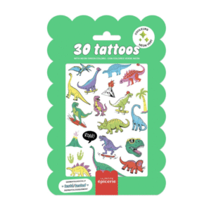 pochette de tatouages éphémères fantaisie dino crush dinosaure