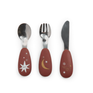 set couverts silicone céleste lune étoiles rose foncé après la pluie moulin roty (2) (1)