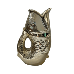 vase pichet grand poisson avec anse céramique doré (1)