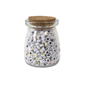 EA0064 bocal de 300 perles blanches coeur coloré (1)