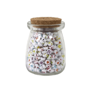 EA0064 bocal de 300 perles blanches lettres colorées (1)