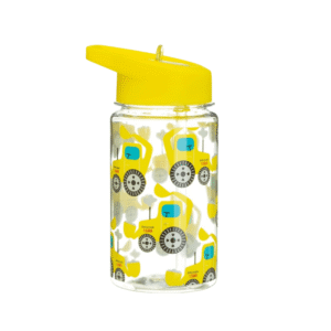 gourde plastique transparente avec paille jaune tractopelle travaux (1)