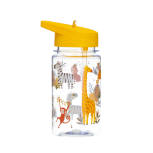 gourde plastique transparente avec paille orange safari animaux sauvages (1)