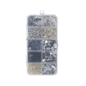 petite boite de perles stylées unicolores argenté (1)