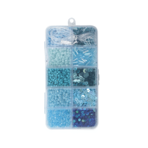 petite boite de perles stylées unicolores bleu (1)