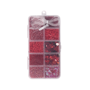 petite boite de perles stylées unicolores rouge (1)