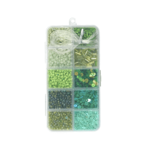 petite boite de perles stylées unicolores vert (1)