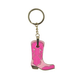 porte-clés métal émaillé botte de cowboy cowgirl rose (2)