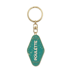 porte-clés pailleté en métal émail vert poulette