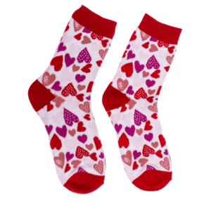 chaussettes blanches a motifs coeurs rouge rose 36-42