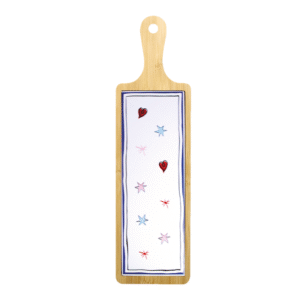 planche longue bois céramique blanche coeurs et étoiles