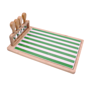 service planche rayée verte fromage accessoires (1)