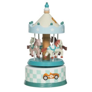 170848 carrousel musical chevaux voiture de courses et vichy turquoise cades (1)
