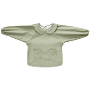 BATAB16 Bavoir tablier enduit manches longues 3-5 ans vert sauge col claudine bb&co