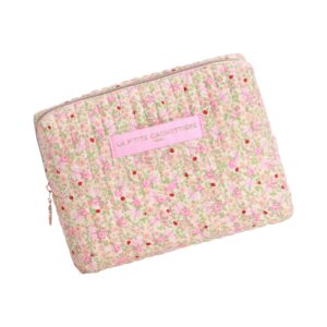 trousse matelassée fleurie romance rose la petite cachottiere (1)