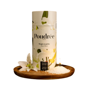 kit bougie parfumée en perles musc blanc + mèches poudrée (4) (1)