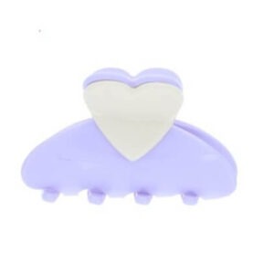 LPS-38203- Pince à cheveux crabe lilas coeur crème