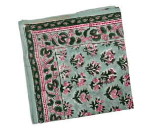 CACHO-46345-FOULARD VERT ROSE F101 100-100 BLOCK INDIA