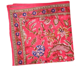 CACHO-46385- FOULARD ROUGE BLOCK PRINT INDIA 100-100