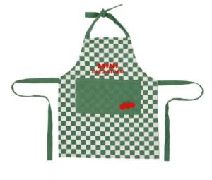 SEMA-79992-TABLIER ENFANT BRODE KITCHFUN VERT ET ECRU